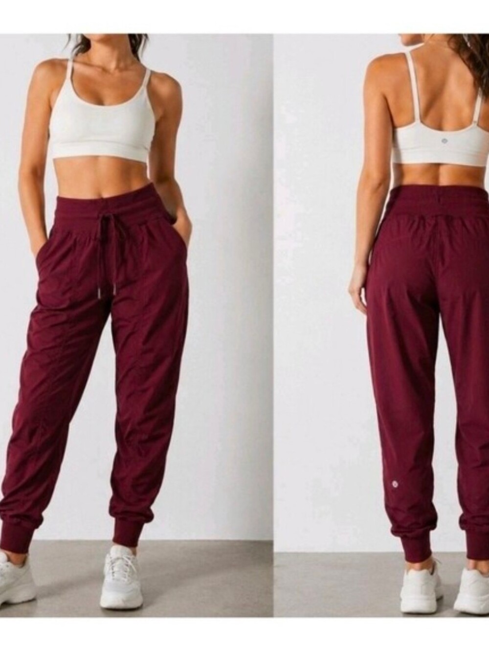 Lululemon Dance Studio Mid-Rise Joggers deep burgundy drawstring waistband Sz 4